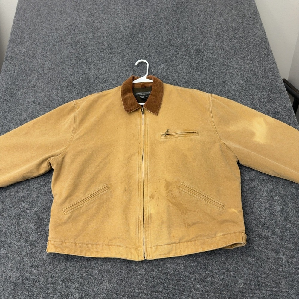 Vintage J Peterman Jacket Mens XL Tan Cotton Canvas Corduroy Workwear Coat